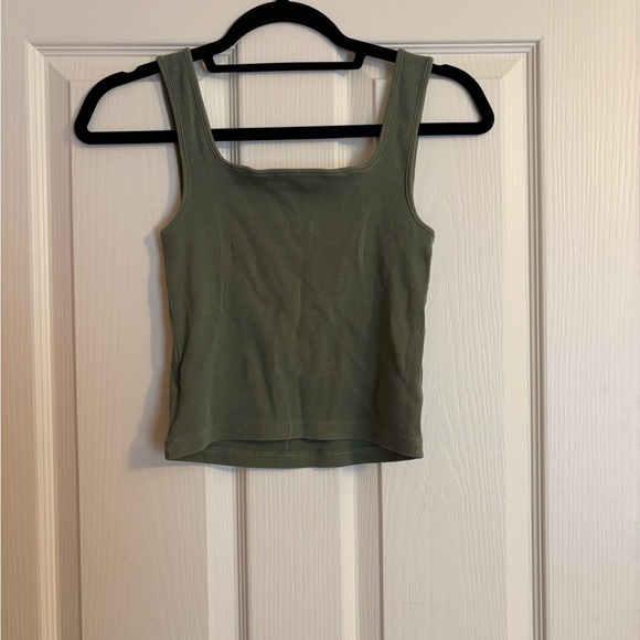Ultra-Cropped Tank Top, Olive Green - Picture 2 of 3